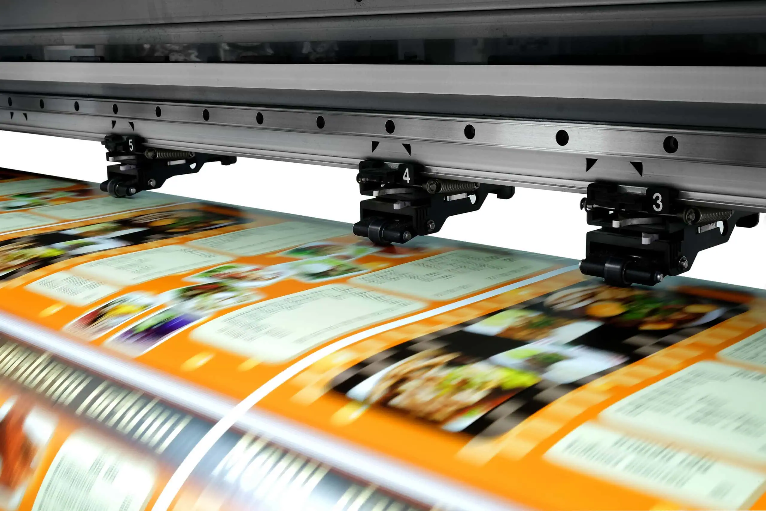 Custom printed corrugated boxes with branded graphics and logos on packaging production line